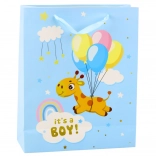 Sac cadeau It's a Boy girafe bleu