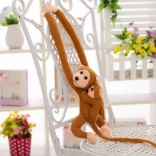 Singe en Peluche avec Bébé Brun Clair 90 cm