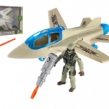 Set militaire avion de chasse et soldat avec accessoires, ensemble de jeu en plastique