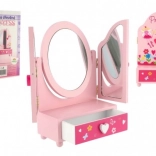Miroir de toilette pour enfants avec boîte à bijoux Princess, en bois, rose