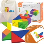 Tangram en bois VIGA avec cartes – puzzle éducatif en bois certifié FSC