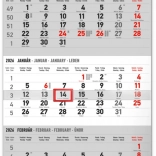 Notique calendrier mural trimestriel Paysage, prénoms slovaques 2026, 29,5 × 43 cm, gris