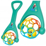 Jouet à pousser avec balle élastique et boule cliquetante