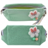 Trousse/pochette cosmétique avec nœud, paillettes scintillantes et motif nuage, menthe