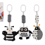 Jouet en peluche à suspendre noir et blanc pour poussette et lit, 30 cm