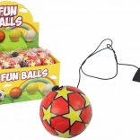 Ballon de football en PU avec élastique yo-yo, 6 cm, rouge avec étoiles
