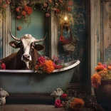 Puzzle 1000 pièces – vache dans la baignoire RAVENSBURGER