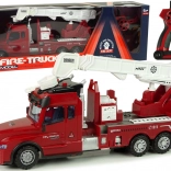Camion de pompiers RC avec grue 2,4 GHz avec lumières et sons – rouge