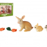 Lapins en plastique avec set d’accessoires, 3 pcs