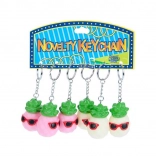 Porte-clés lumineux ananas avec lunettes de soleil