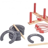 Jeujura jeu en bois lancer de fer à cheval et d’anneaux