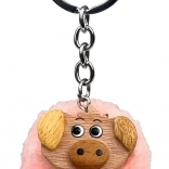 Porte-clés en bois 2Kids Toys avec pompon - cochon