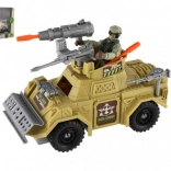 ensemble militaire voiture blindée avec soldat et accessoires, plastique, roue libre