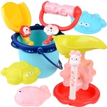 Ensemble coloré de plage avec seau et moules