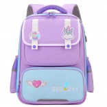 Sac à dos scolaire avec écussons et ceinture de poitrine violet 16L