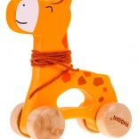 Girafe en bois à tirer sur roulettes pour enfants dès 12 mois