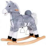 Cheval à bascule en peluche avec sons, queue et bouche mobiles – gris